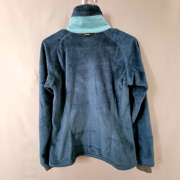 Columbia Blue Aqua Plush Fleece Zip Jacket Women’s Small Soft Warm Cozy Layer - Picture 4 of 12